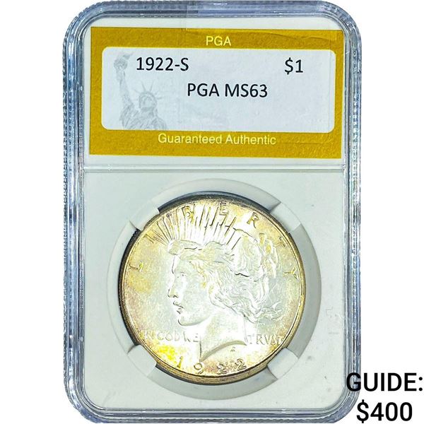 1922-S Silver Peace Dollar PGA MS63