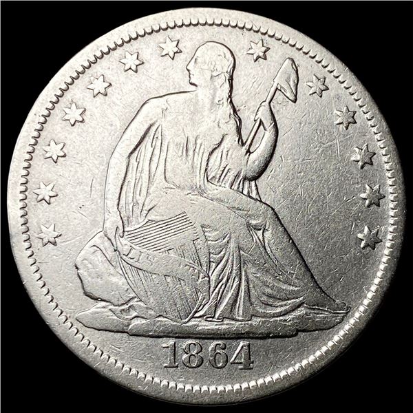 1864-S Silver Seated Liberty Half Dollar  ABOUT UNCIRCULATED