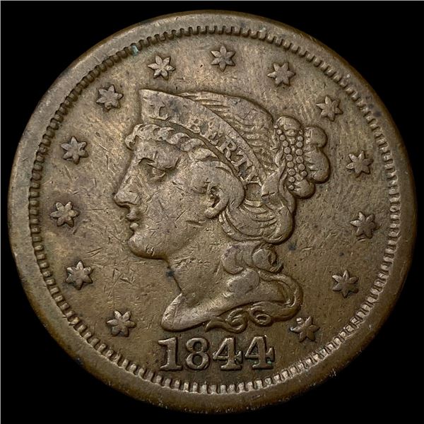 1844 Braided Hair Large Cent ABOUT  UNCIRCULATED