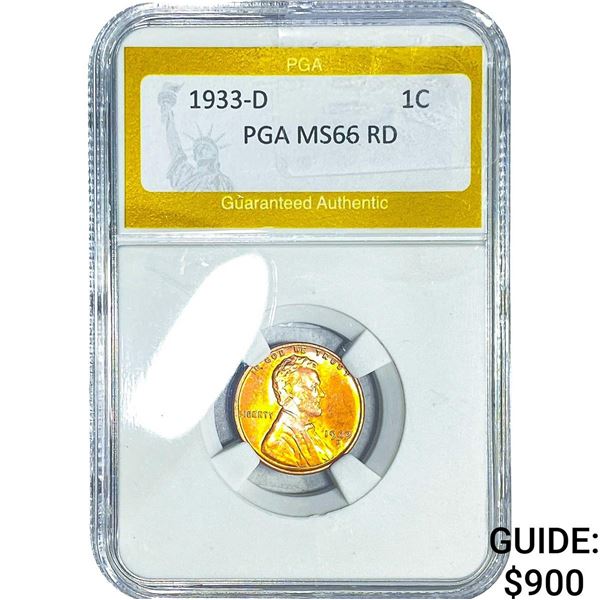 1933-D Wheat Cent PGA MS66 RD