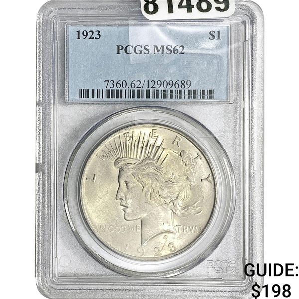 1923 Silver Peace Dollar PCGS MS62