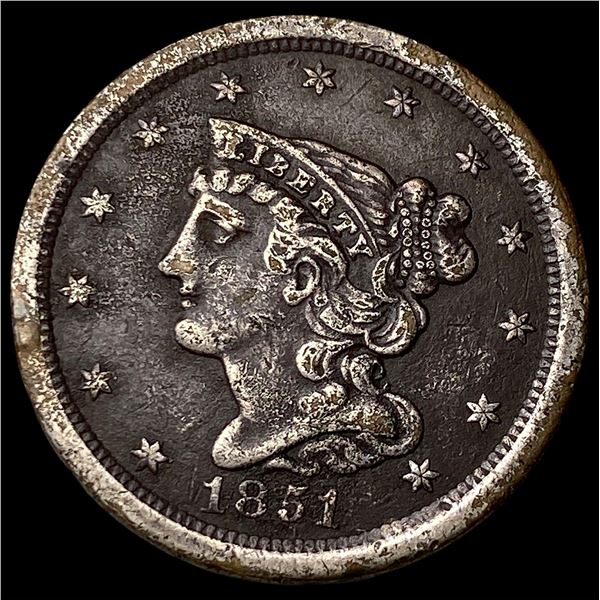 1851 Braided Hair Half Cent HIGH GRADE