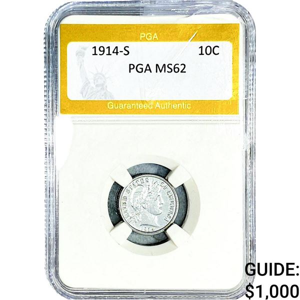 1914-S Barber Dime PGA MS62