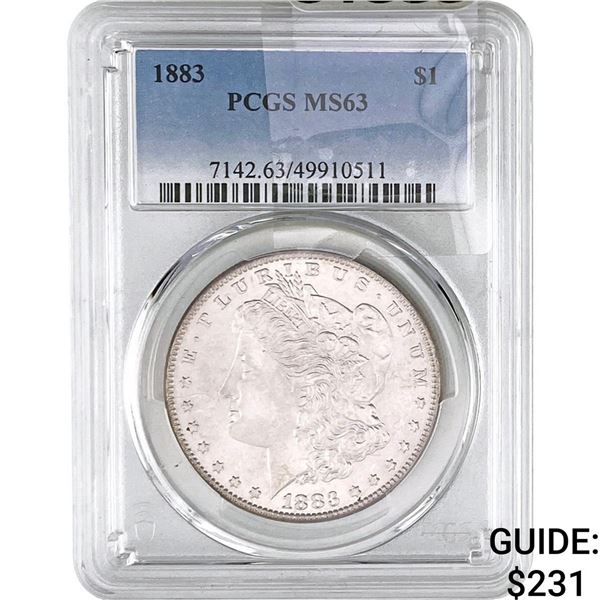 1883 Morgan Silver Dollar PCGS MS63