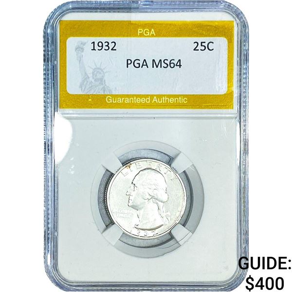 1932 Washington Silver Quarter PGA MS64