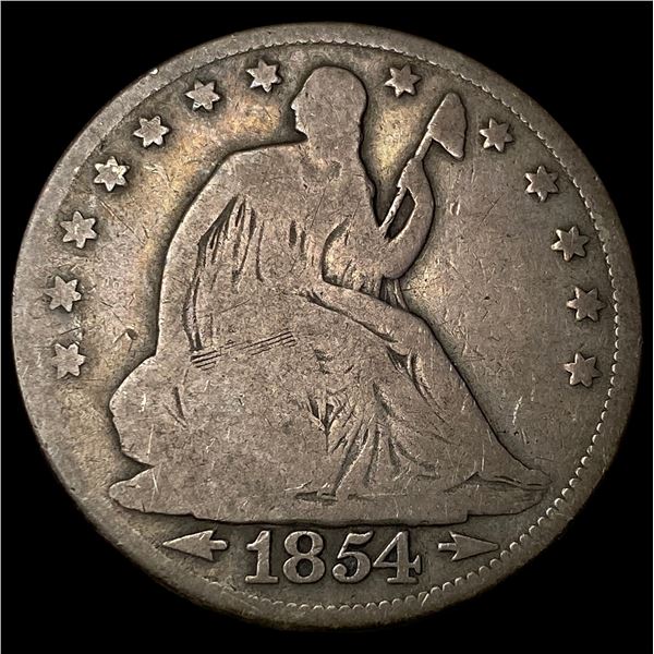 1854 Arrows Seated Liberty Silver Half Dollar  NICELY CIRCULATED