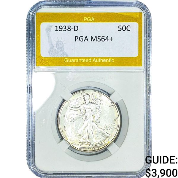 1938-D Walking Liberty Half Dollar PGA MS64+