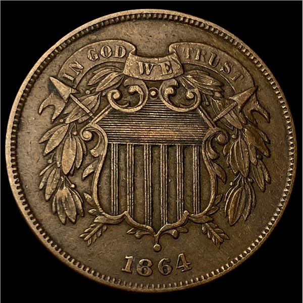 1864 Two-Cent Piece NEARLY UNCIRCULATED