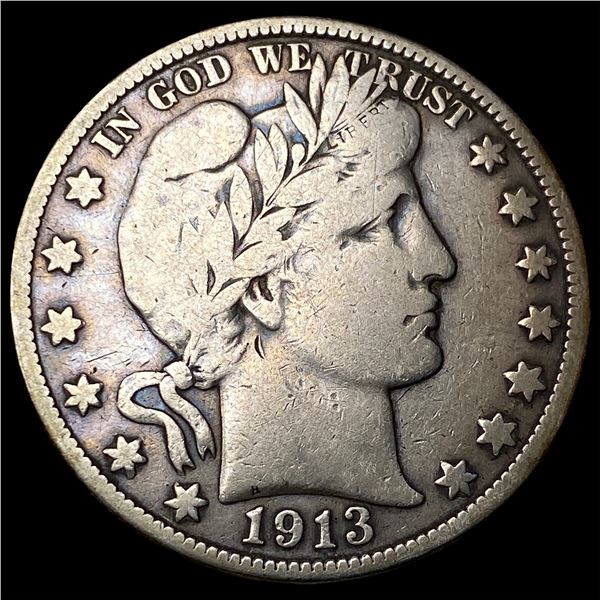 1913-S Silver Barber Half Dollar LIGHTLY  CIRCULATED