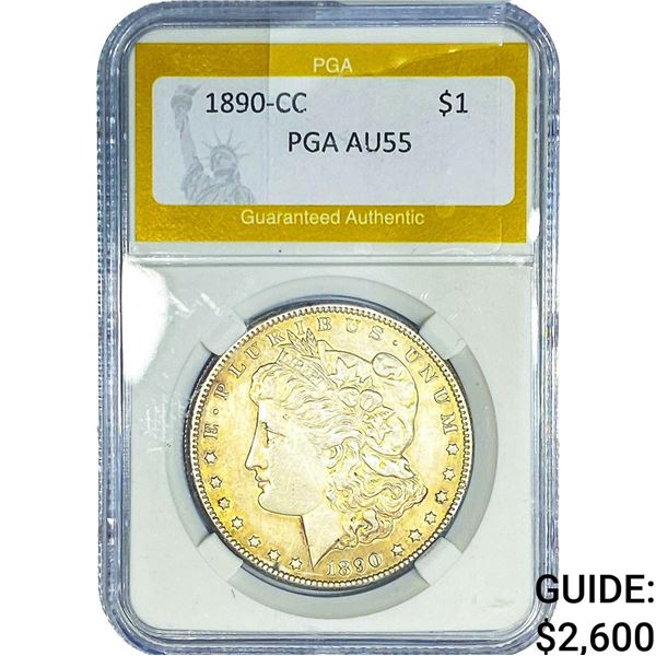 1890-CC Morgan Silver Dollar PGA AU55