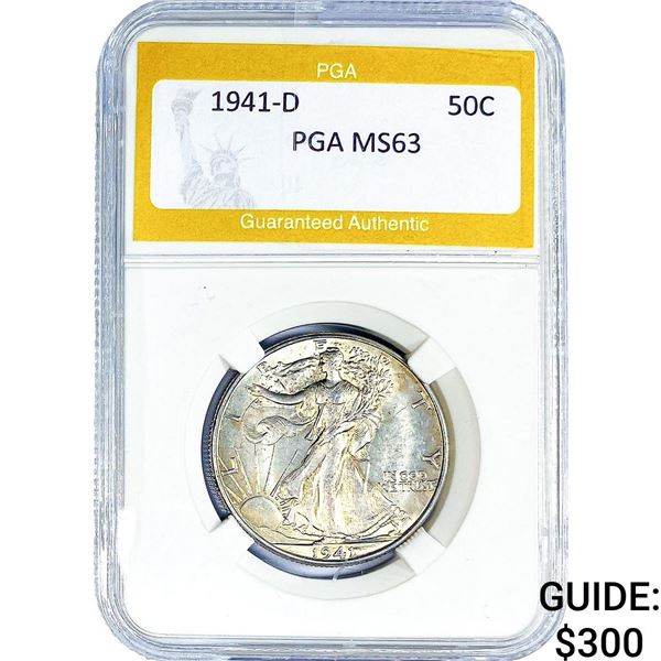 1941-D Walking Liberty Half Dollar PGA MS63