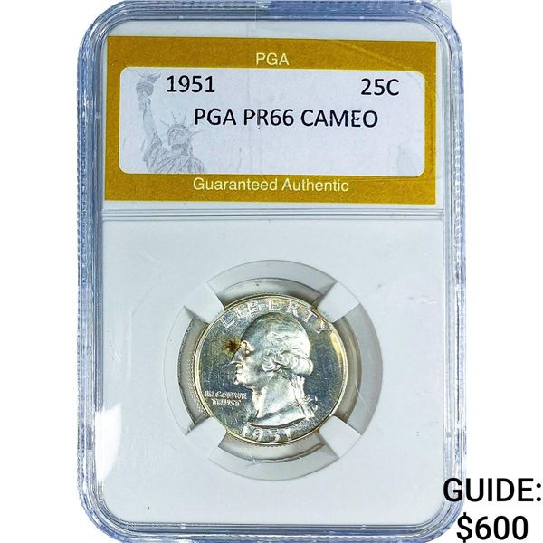 1951 Washington Silver Quarter PGA PR66 CAMEO
