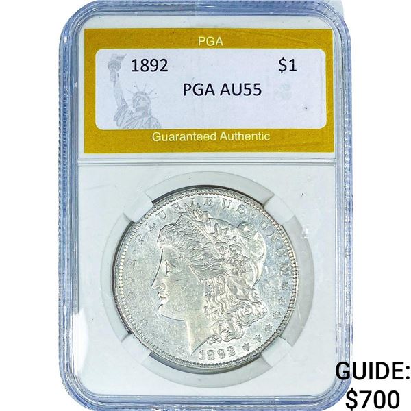 1892 Morgan Silver Dollar PGA AU55