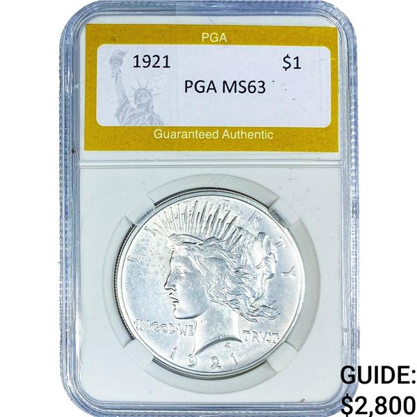 1921 Silver Peace Dollar PGA MS63