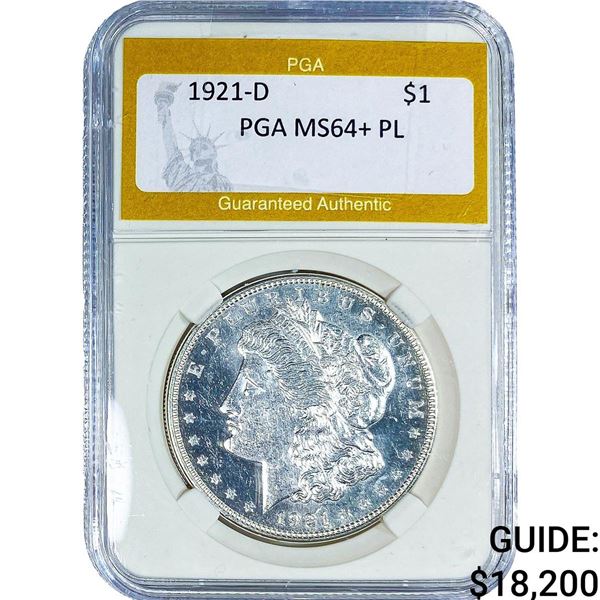 1921-D Morgan Silver Dollar PGA MS64+ PL