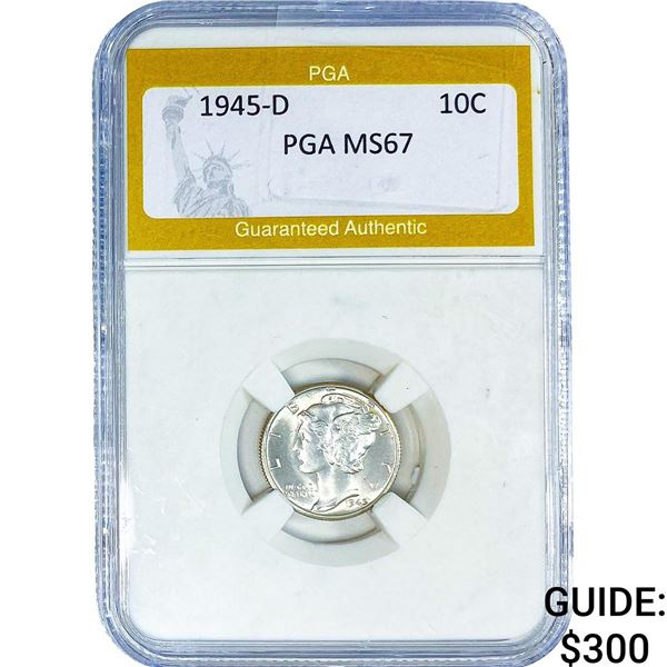 1945-D Mercury Silver Dime PGA MS67