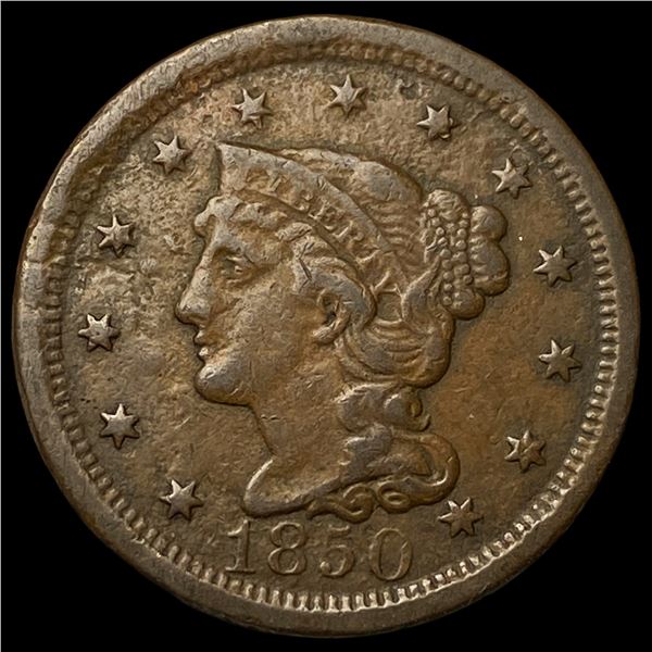 1850 Braided Hair Large Cent CLOSELY  UNCIRCULATED