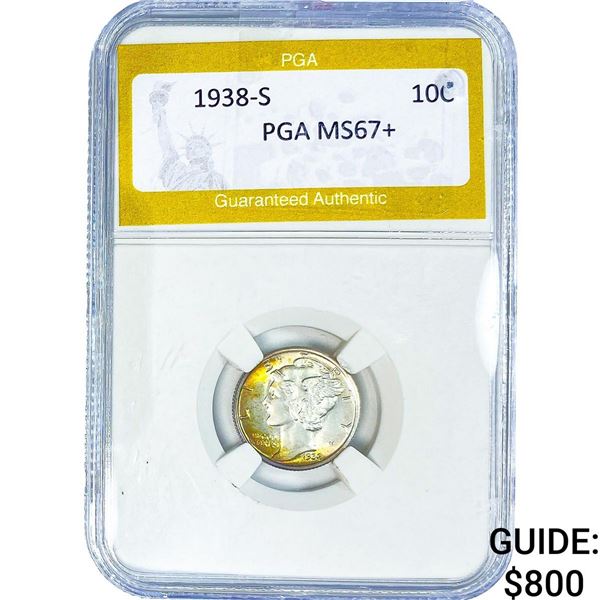 1938-S Mercury Silver Dime PGA MS67+