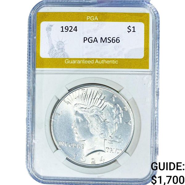 1924 Silver Peace Dollar PGA MS66