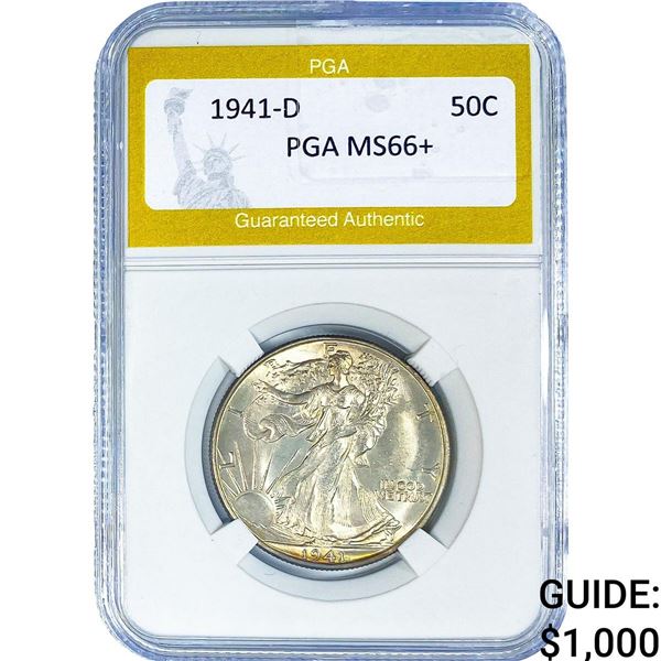 1941-D Walking Liberty Half Dollar PGA MS66+