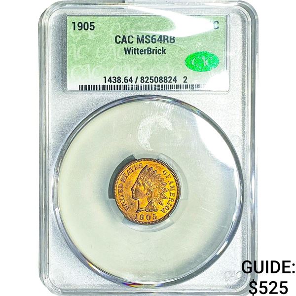 1905 Indian Head Cent CAC MS64 RB WitterBrick