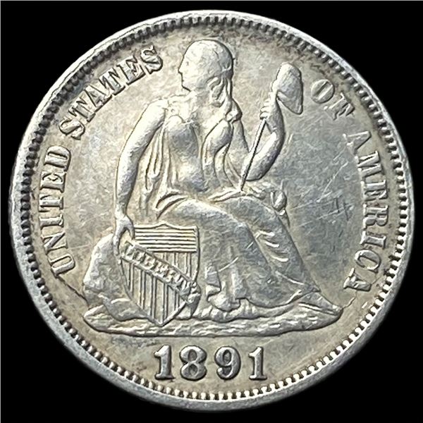 1891 Silver Seated Liberty Dime CLOSELY  UNCIRCULATED