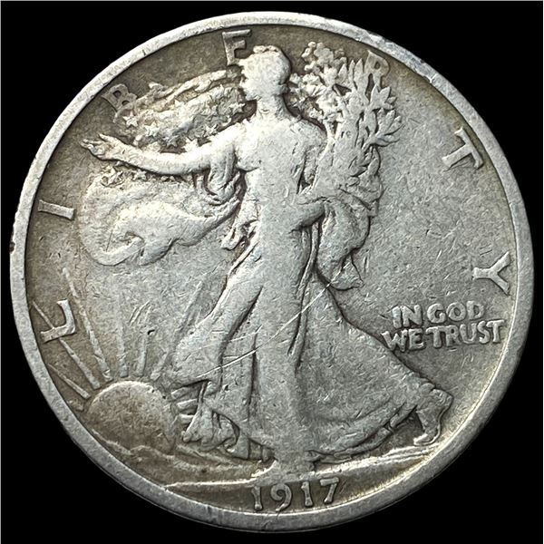 1917-S Silver Walking Liberty Half Dollar  ABOUT UNCIRCULATED