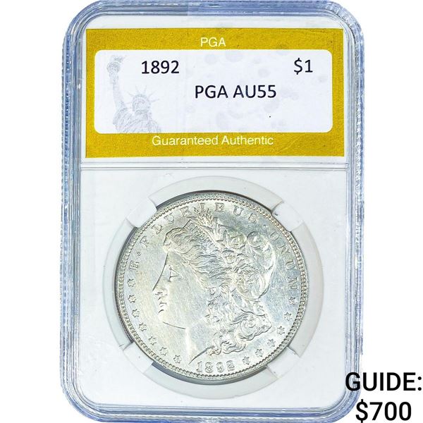 1892 Morgan Silver Dollar PGA AU55