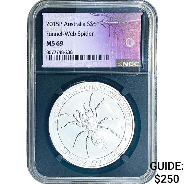 2015P  NGC MS69 Aus. 1oz Silver $1 Fun. Web  Spider