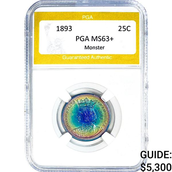 1893 Isabella Silver Quarter PGA MS63+  Monster