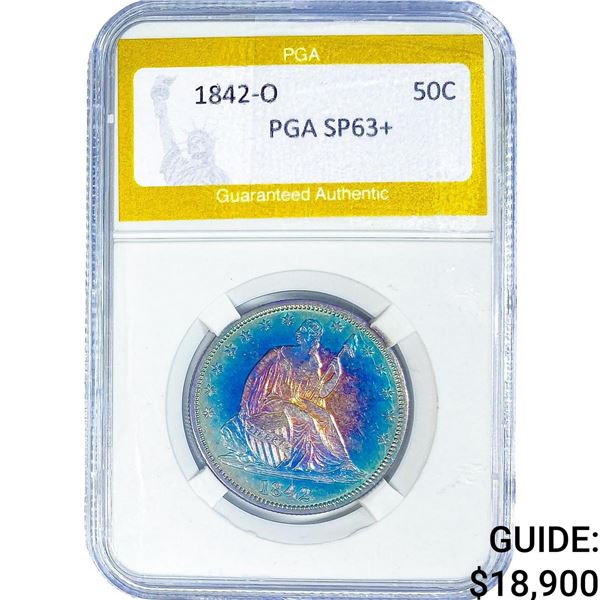 1842-O Seated Liberty Half Dollar PGA SP63+