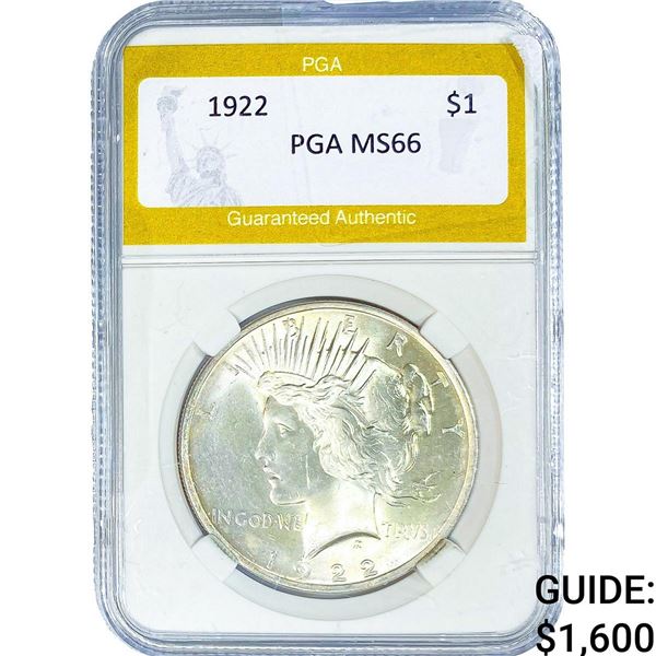 1922 Silver Peace Dollar PGA MS66