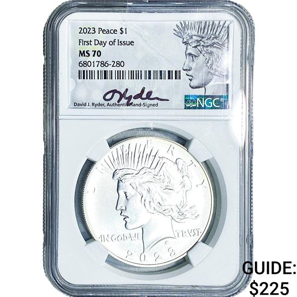 2023 Silver Peace Dollar NGC MS70 1st Day of  Issue