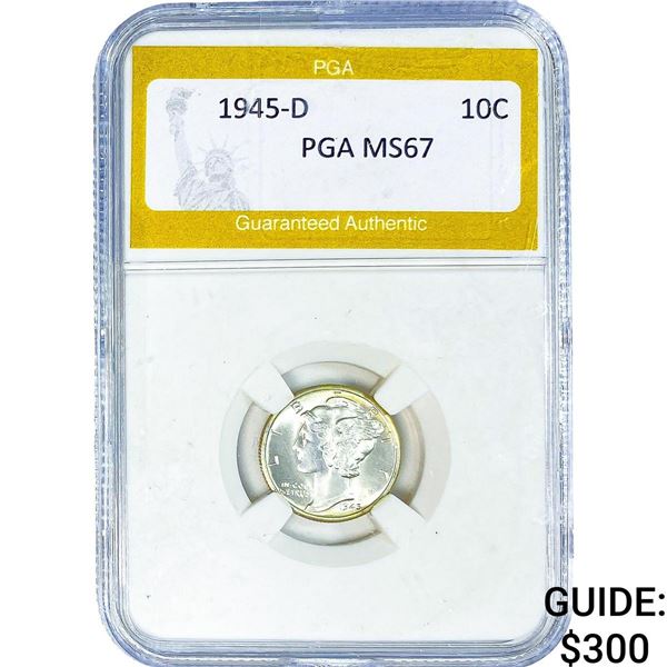 1945-D Mercury Silver Dime PGA MS67