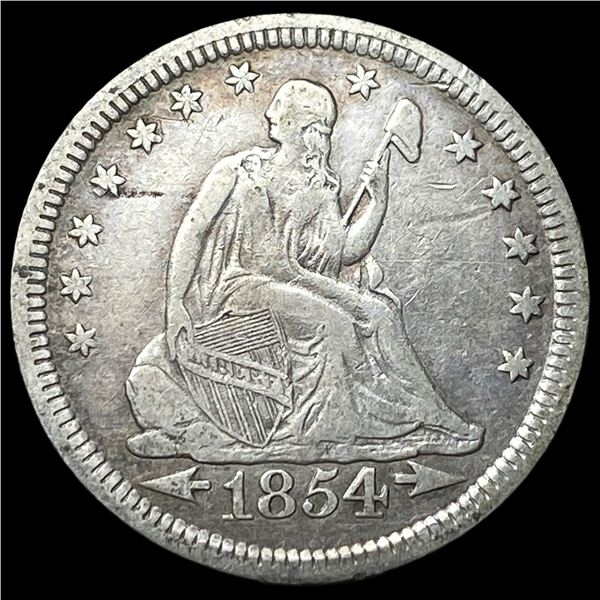1854 Arrows Seated Liberty Quarter ABOUT  UNCIRCULATED