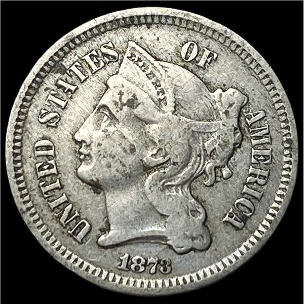 1873 Nickel Three-Cent Piece NEARLY  UNCIRCULATED