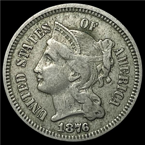1876 Nickel Three-Cent Piece NEARLY  UNCIRCULATED