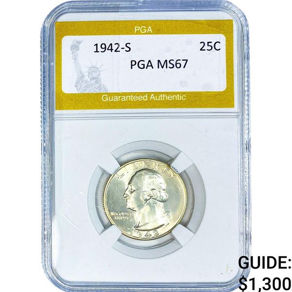 1942-S Washington Silver Quarter PGA MS67