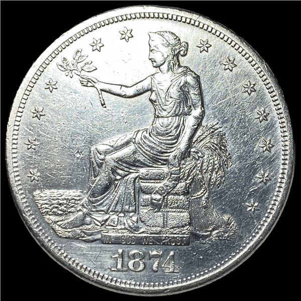 1874-S Silver Trade Dollar CHOICE AU