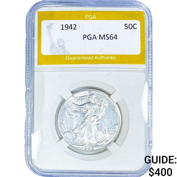 1942 Walking Liberty Half Dollar PGA MS64