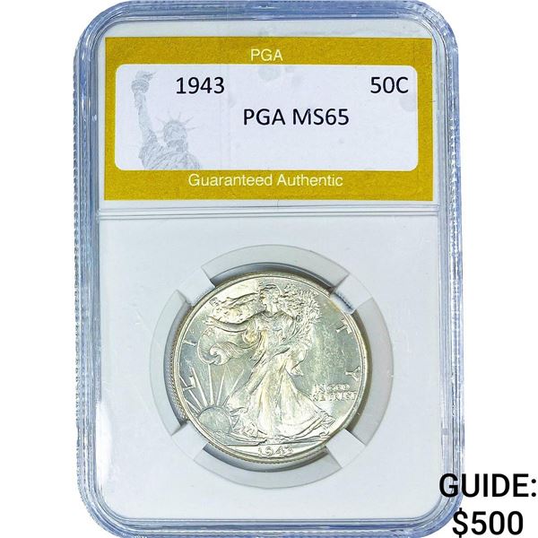 1943 Walking Liberty Half Dollar PGA MS65
