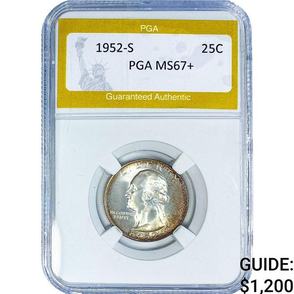 1952-S Washington Silver Quarter PGA MS67+