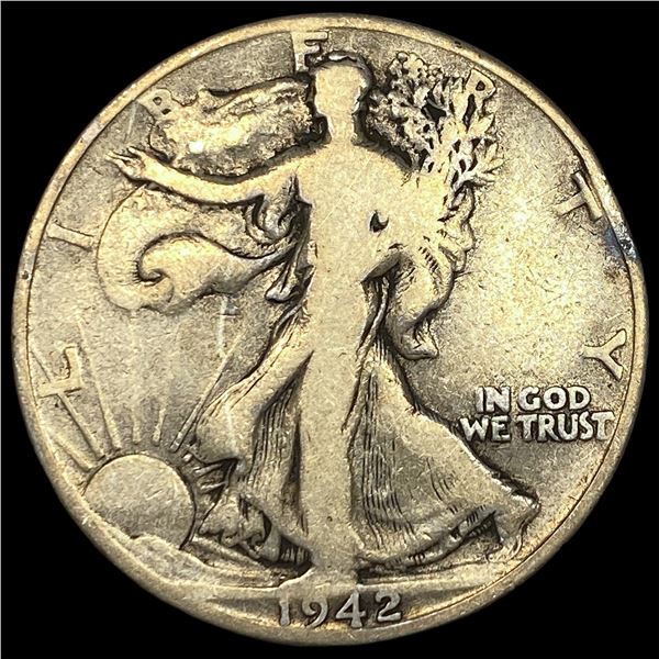 1942-D Silver Walking Liberty Half Dollar  LIGHTLY CIRCULATED