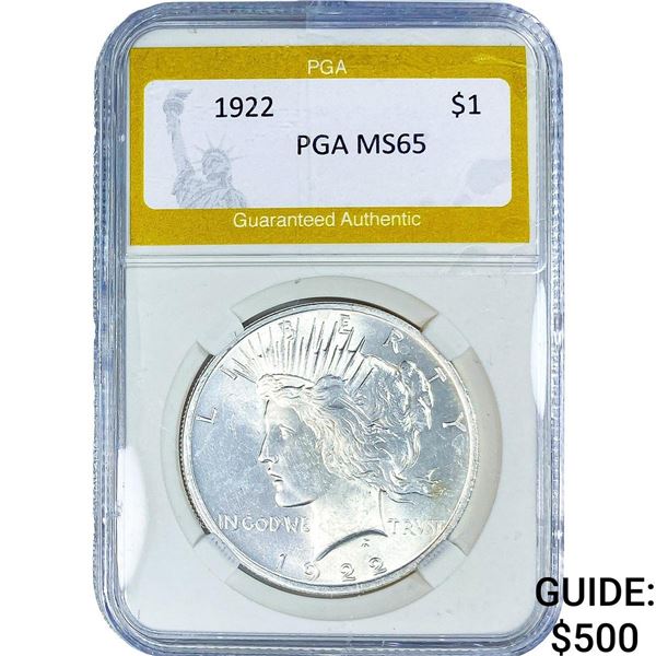 1922 Silver Peace Dollar PGA MS65