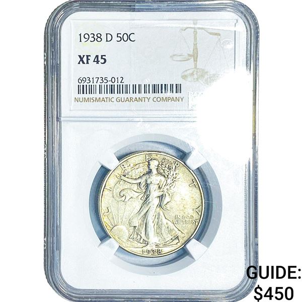 1938-D Walking Liberty Half Dollar NGC XF45
