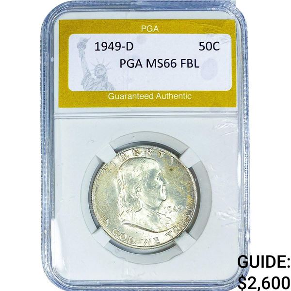 1949-D Franklin Half Dollar PGA MS66 FBL