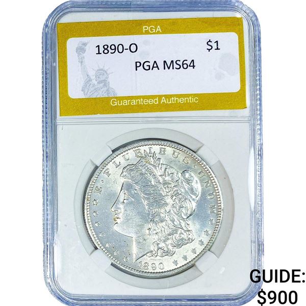 1890-O Morgan Silver Dollar PGA MS64