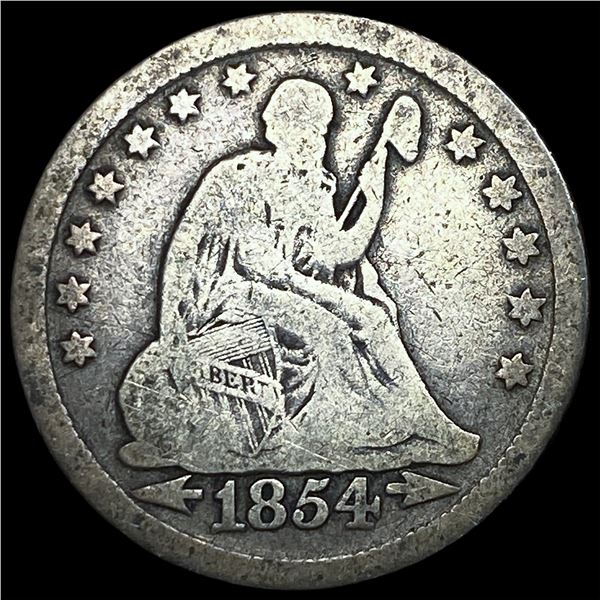 1854 Arrows Seated Liberty Quarter NICELY  CIRCULATED