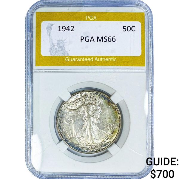 1942 Walking Liberty Half Dollar PGA MS66
