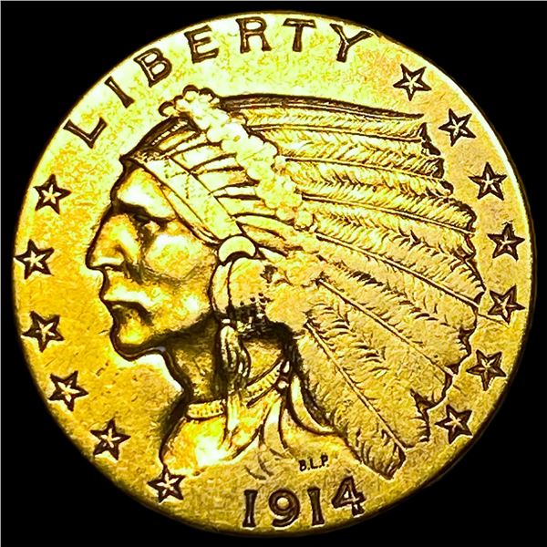 1914-D Indian Head Gold $2.50 Quarter Eagle  CLOSELY UNCIRCULATED